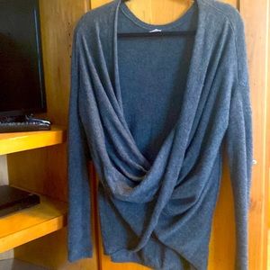 Athleta grey wool/cashmere blend wrap sweater size small